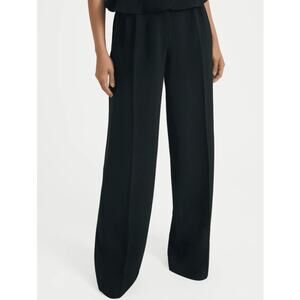 NWT Saloni Women's size 6 Black Wide Tailored Cady Trousers Pleated Business